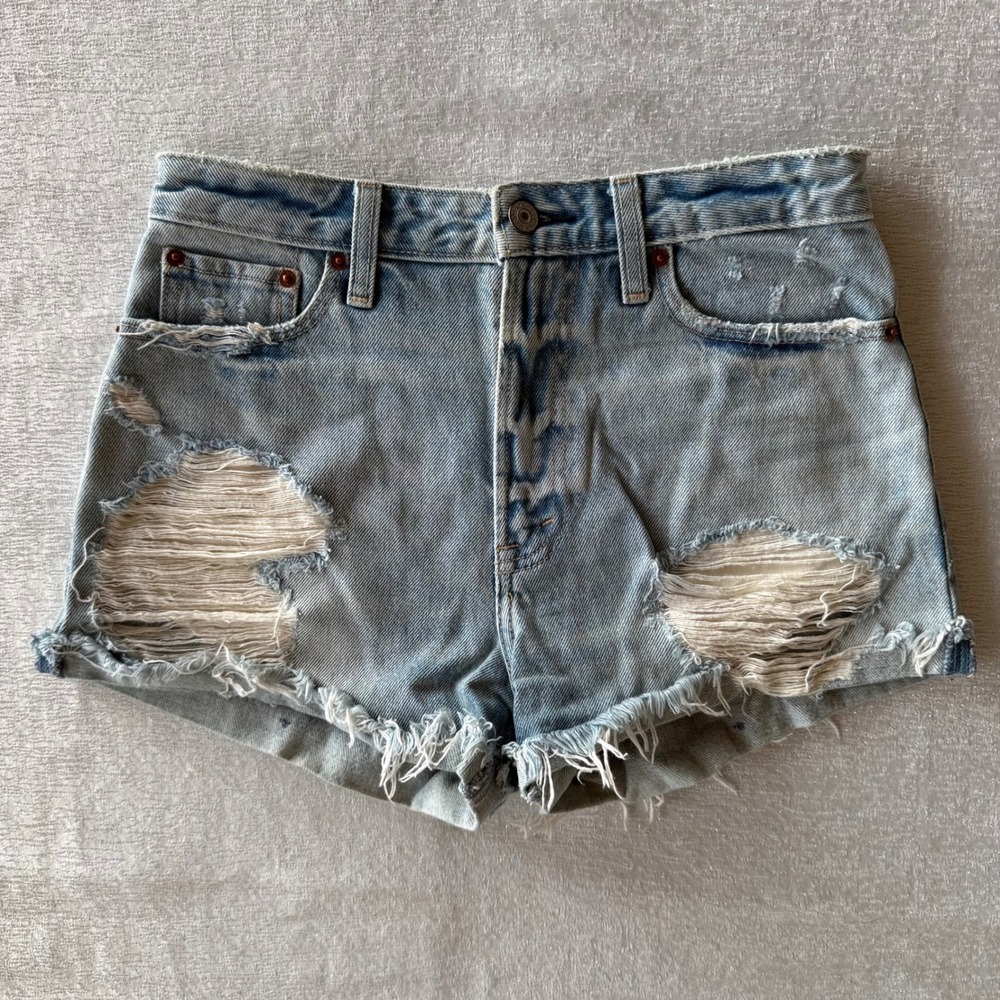 Abercrombie & Fitch Annie High Rise Denim Shorts Womens 26/2 Distressed Light
